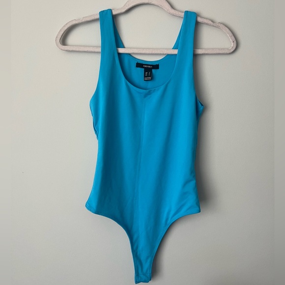 BLUE FOREVER 21 SCOOP NECK BODYSUIT - Picture 2 of 5